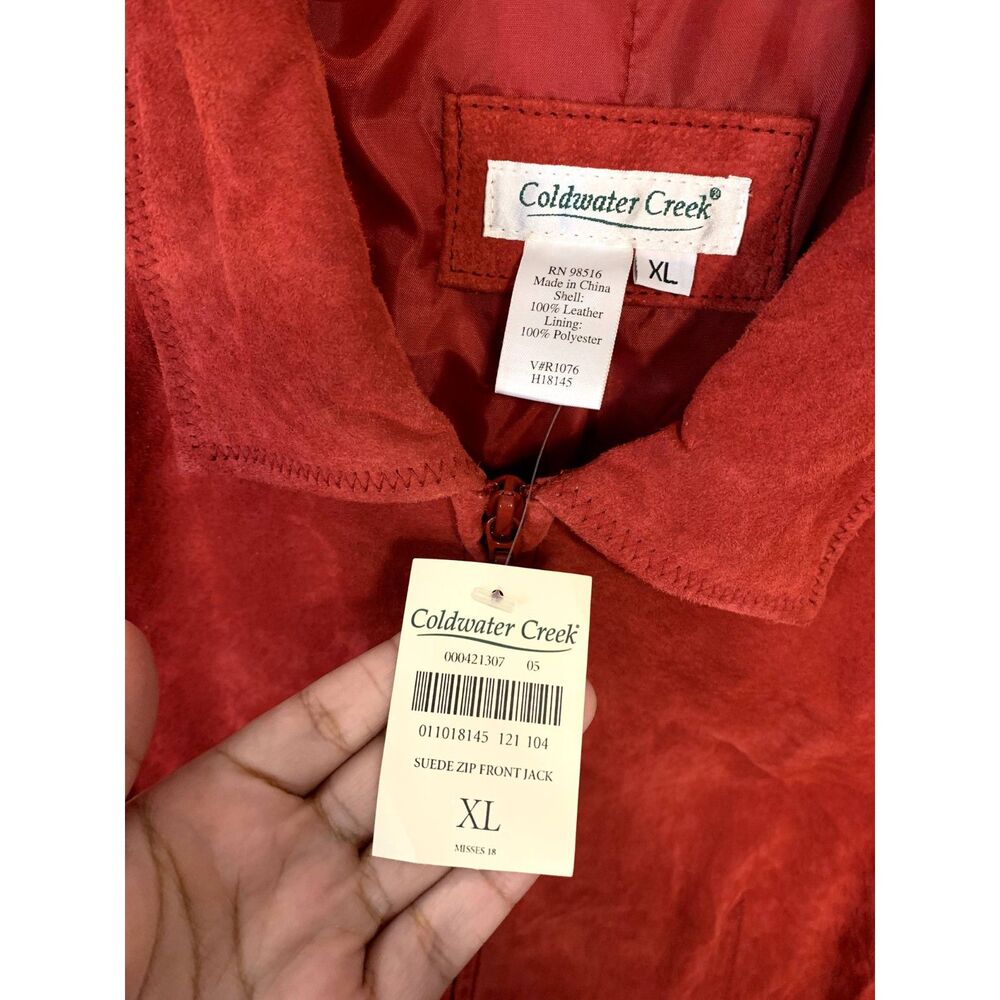 Coldwater Creek Red Suede Leather Front Zip Jacket XL (Misses 18) - NWT - Picture 3 of 5